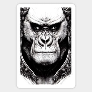 Gorilla Ape Wild Nature Illustration Line Epic Illustration Line Art Magnet